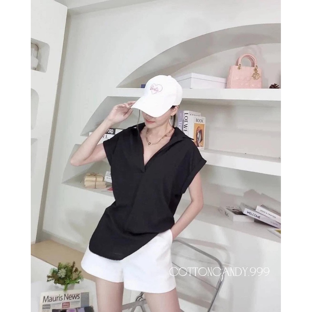 คอปกผ้าสลาฟคอวี(เบาใส่สบายทรงสวย)แฟชั่นผู้หญิง