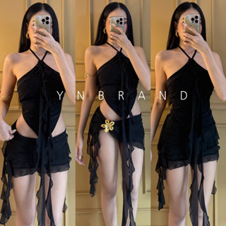 Mermaid Set 2 ชิ้นสาหร่ายผูกคอกระโปรงระบายกางเกง YNB 677