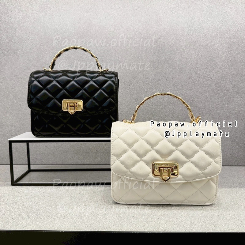 กระเป๋าสะพาย Charles & keith รุ่น Cressida Quilted Top Handle Bag   : CK2-50701608 แท้จากชอป 100%
