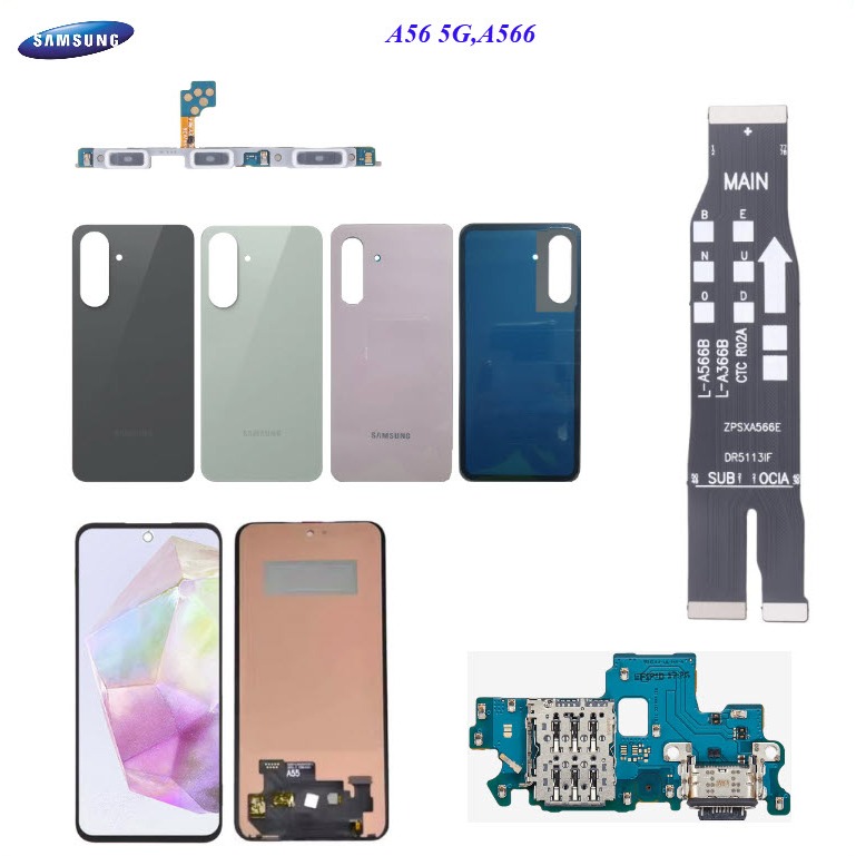 อะไหล่มือถือ Samsung A56 5G,A566/สายแพร/ฝาหลัง/กระจกเลนส์กล้อง/ลำโพงหูฟัง/กระดิ่ง/แบต EB-BA566ASE/หน้าจอ LCD