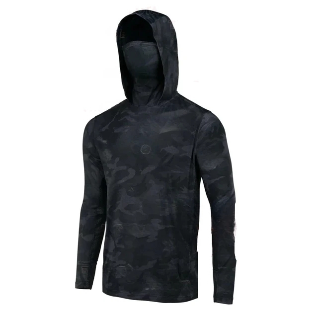 เสื ้ อผ ้ าตกปลาแขนยาว Hooded UV Protection Mask Hoodie เสื ้ อตกปลา
