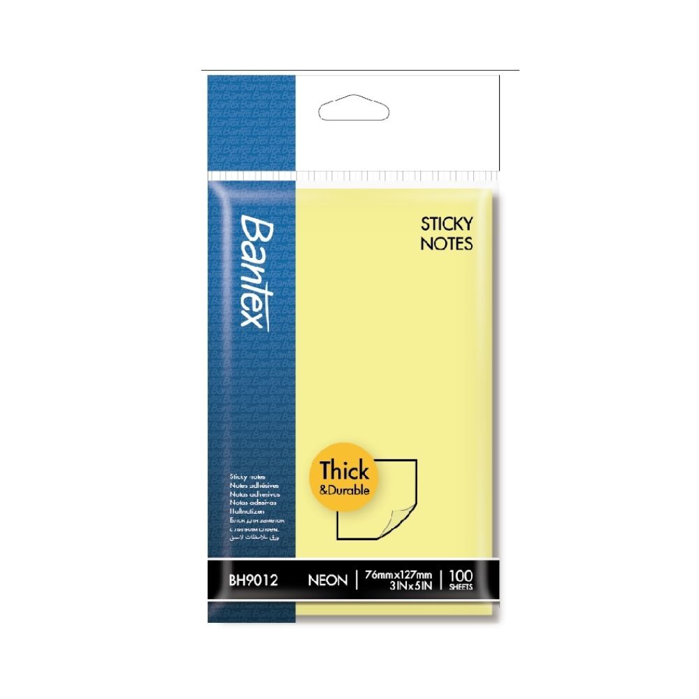 Bantex กระดาษโน๊ต กาวในตัว สีเหลือง 100แผ่น เครื่องเขียน กระดาษบันทึกโน๊ต โพสท์อิท Sticky Notes