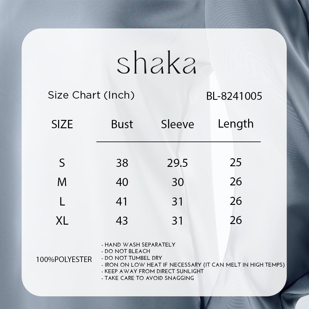 Shaka AW24 Melt Sleeve Satin Blouse เสื้อแขนยาว แขนแพทเทิร์น melt มีวอลลุ่ม (BLUE) BL-8241005 — صورة 8