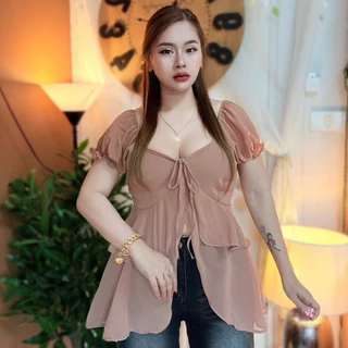 เสื้อสาวอวบ**ร้าน ต๋องปอแฟชั่น อก32-48ยาว29 ผ้าชีฟองพริ้วๆบางๆ ***รุ่น แอลลี่**