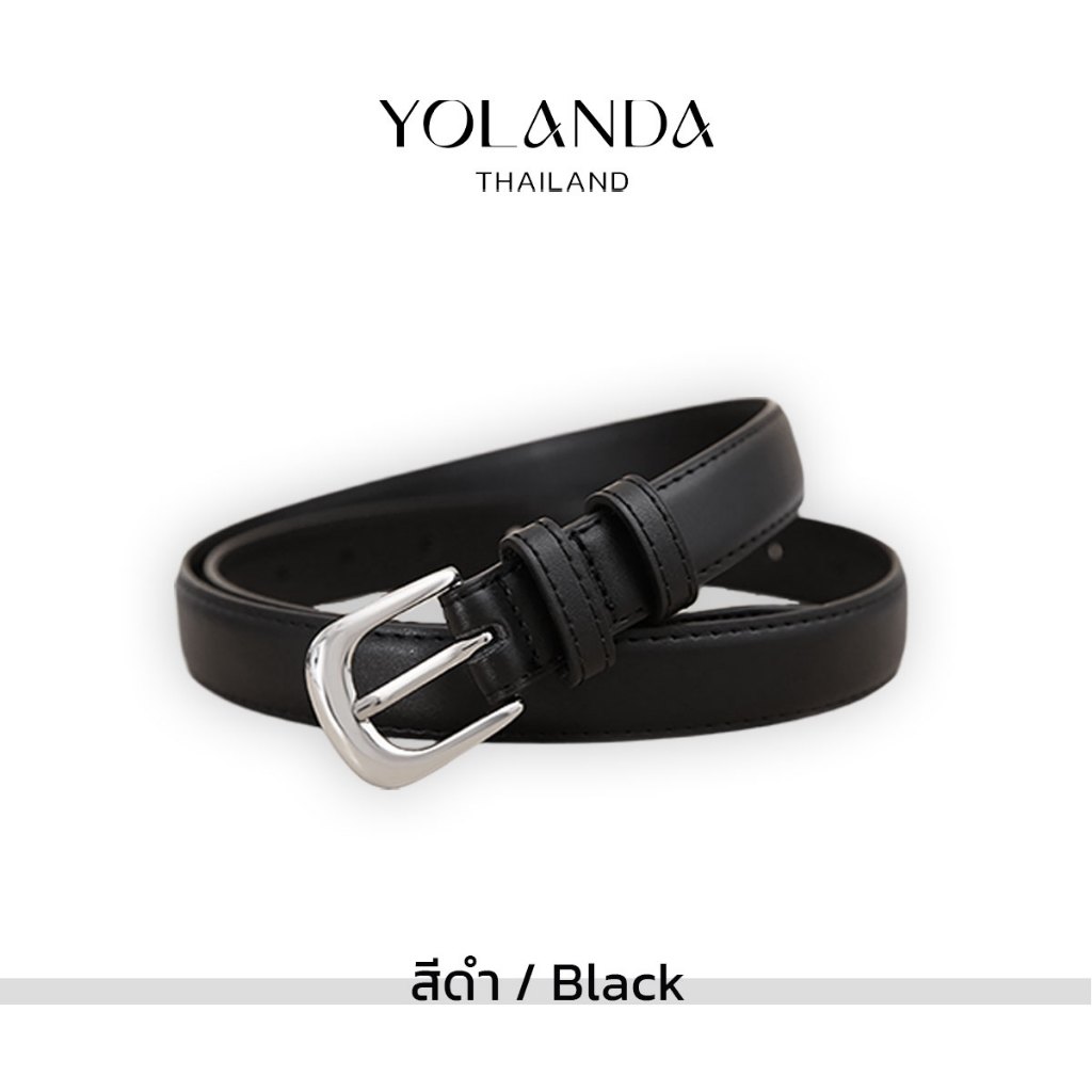 Yolanda Belt for Lady ดีไซน์เกาหลี เข็มขัดหนัง PU เส้นเล็ก เรียบหรู หัวเข็มขัดสีเงิน ดูดีแบบมีคลาส ใช้ได้ทุกวัน FF1601 - รูปที่ 5