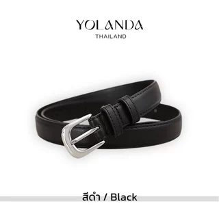 Yolanda เข็มขัดหนัง PU รุ่นคลาสสิก เส้นเล็ก หัวเข็มขัดสีเงิน สไตล์เกาหลี ดีไซน์เรียบหรู ใส่ง่าย แมตช์ได้ทุกชุด FF1601