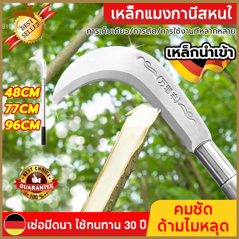 COD เคียวเกี่ยวหญ้า เคียวเหล็กแมงกานีส มีดขอด้ามยาว เคียวปาดตองด้ามแป๊บยาว ทำมาจากเหล็กแมงกานีสแท้ แข็งแรงคงพิเศษ