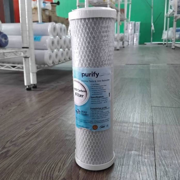 ไส้กรองน้ำ CTO 10นิ้ว คาร์บอนบล๊อค Block Carbon Purify ทำหน้าที่ดักจับ สี กลิ่น สารอินทรีย์ คลอรีน