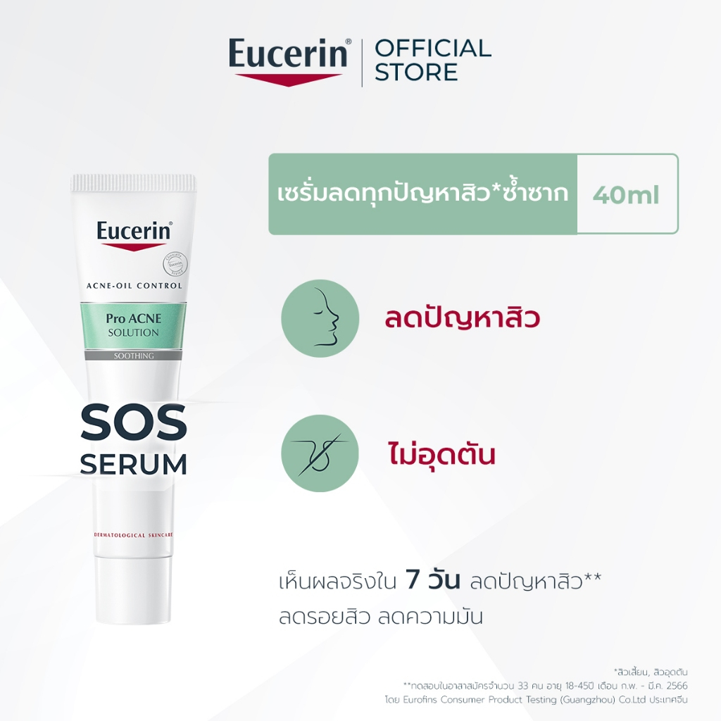 Eucerin Pro ACNE SOLUTION SOS SERUM 40 ML เซรั่มลดทุกปัญหาสิวซ้ำซาก