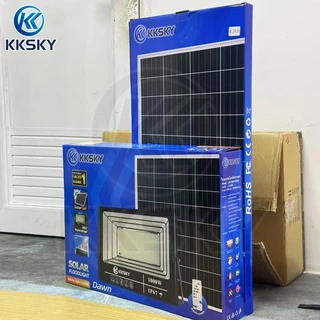 KKSKY ไฟโซล่าเซลล์ 500W 1000W Solar Light IP67 กันน้ำ โซล่าแสงสีขาว สว่างอัตโนมัติเมื่อฟ้ามืดหลอดไฟ รีโมท สปอร์ตไลท์ led