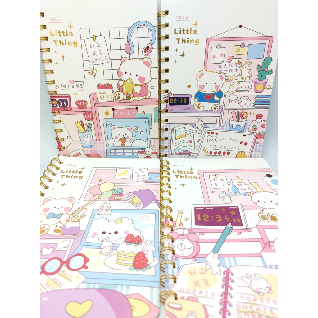 ปกหนา สมุดโน๊ตสันห่วงทอง ลายน่ารัก
