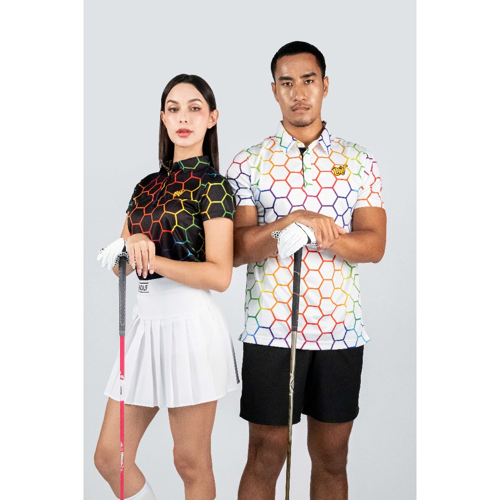 เสื้อโปโล LMV Honey Comb Ebony | ลายหกเหลี่ยมสีรุ้งสุดยูนีค ใส่แล้วเด่นทุกสนาม!