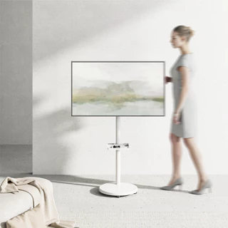 FS38-22TWE Chic Display Floor Stand with Casters_ขาจอ17ถึง43นิ้วล้อเลื่อนทีวี_สีขาว_สีดำ ซื้อจับคู่ขาจอคอมถูกมาก