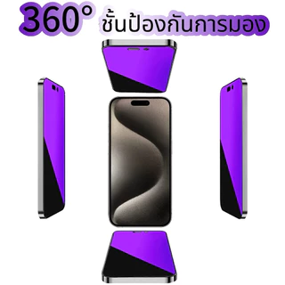 Blue-กันมอง360°ฟิล์มกระจกนิรภัยถนอมสายตา For IPhone 17pro 17promax 16pro 15pro 14pro 13/13pro