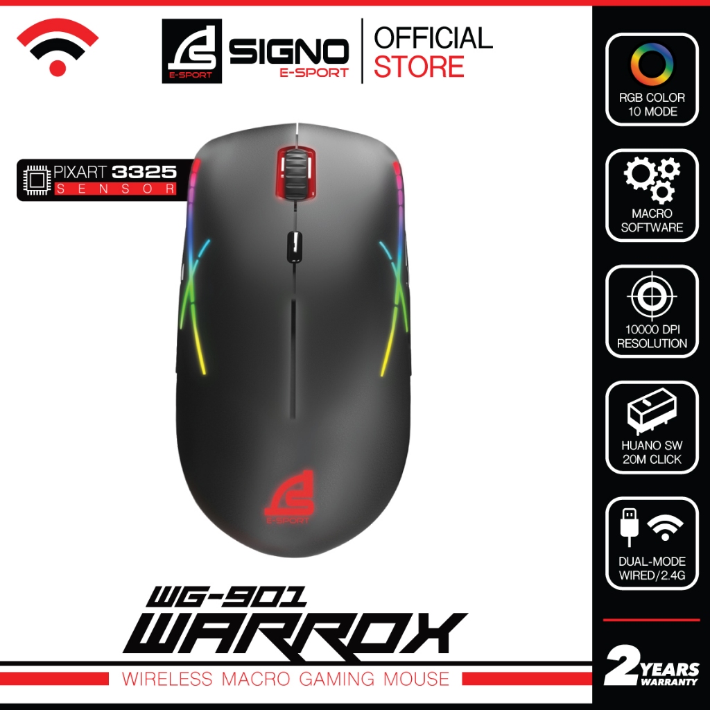 SIGNO E-Sport Wireless Macro Gaming Mouse WARROX รุ่น WG-901 (เมาส์ เกมมิ่ง)