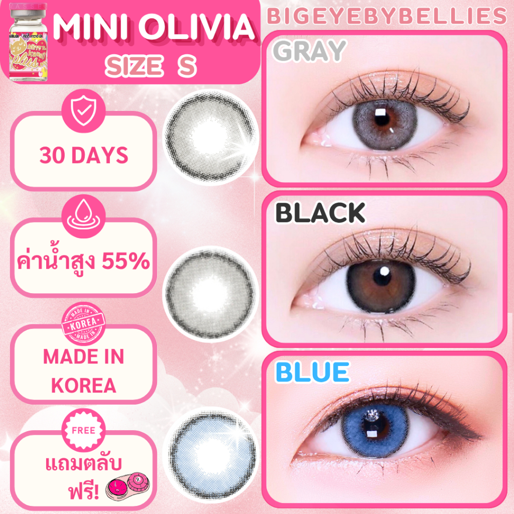🔥คอนแทคเลนส์ ✨ขนาดมินิ ✨Gray / Black / Blue✨Mini Olivia (kittykawaii)