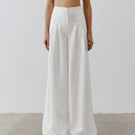 AOPxDAO - Semi Sheer Wide-leg Trousers กางเกงเอวสูง ขาบาน ผ้าโปร่ง