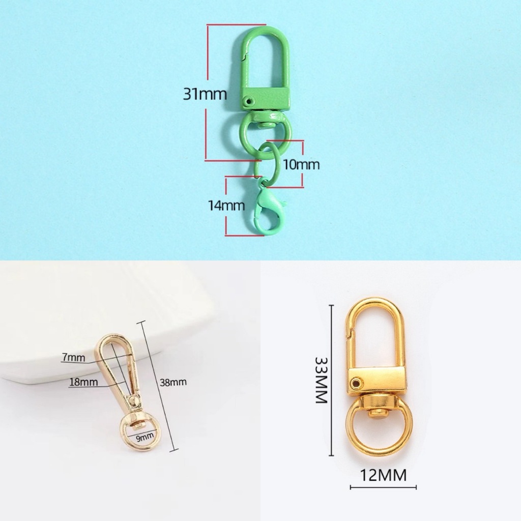 ตะขอสี ตะขอก้ามปู ชุบโลหะ,ทอง,เงิน ตัวยู สำหรับทำ พวงกุญแจ,กระเป๋า 12.5x 33.5 mm - รูปที่ 2
