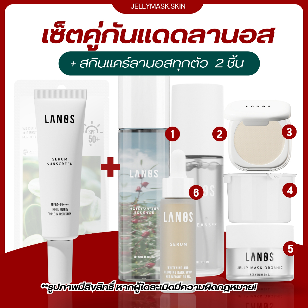 เซ็ตคู่กันแดดลานอส + สกินเเคร์ลานอส  LANOS SET