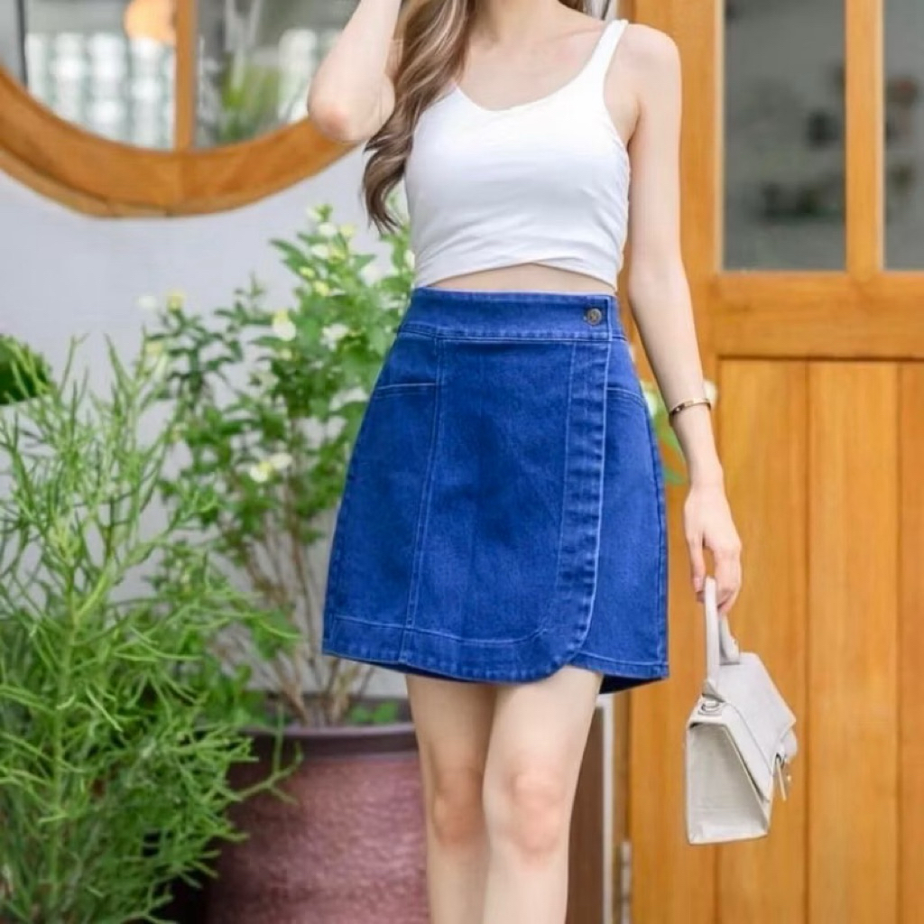 กางเกงกระโปรงกระดุมตอก