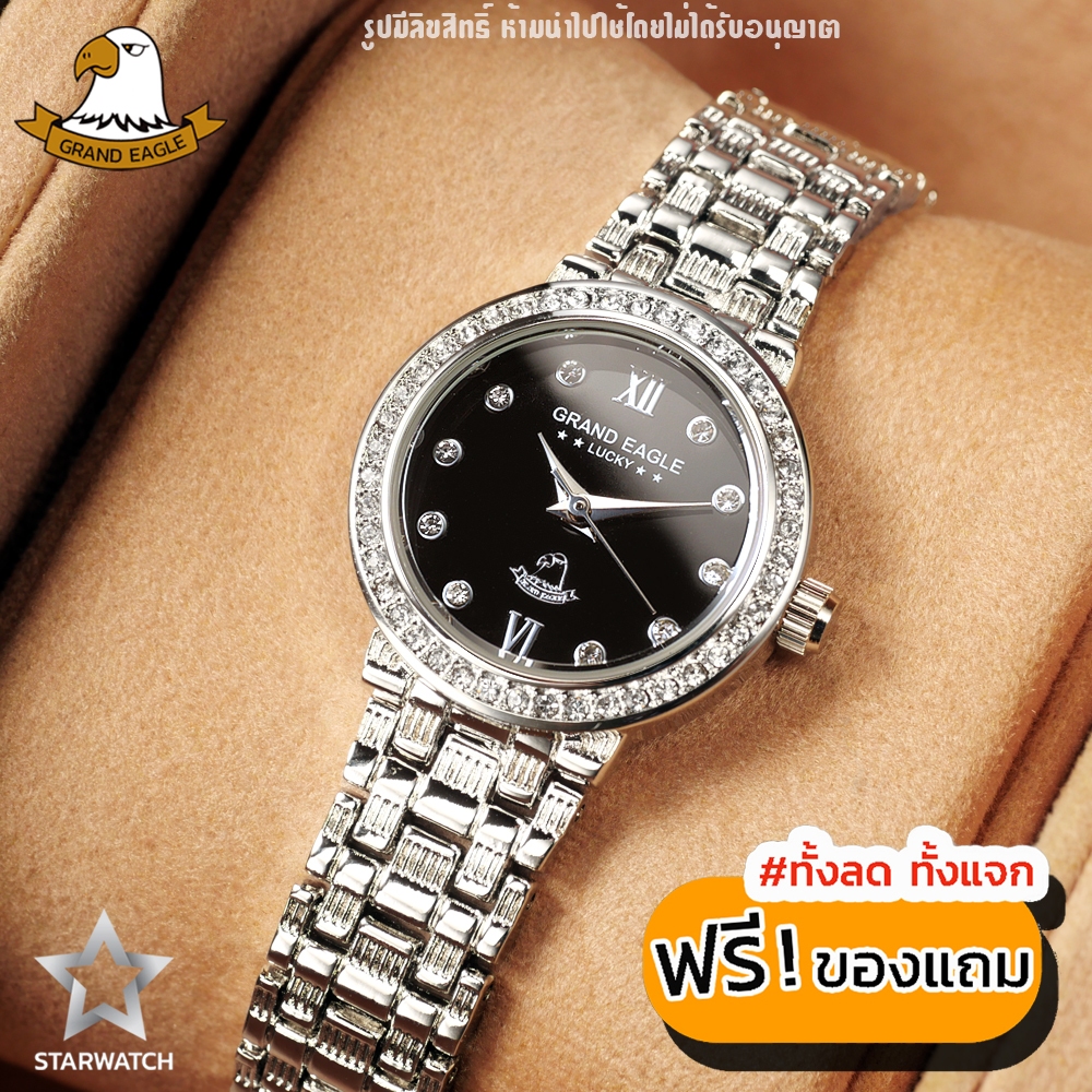 GRAND EAGLE นาฬิกาข้อมือผู้หญิง สายสแตนเลส รุ่น AE086L – SILVER/BLACK