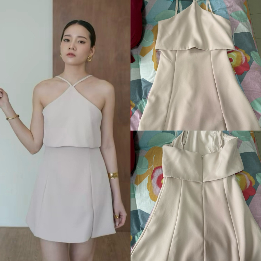 เดรสสั้นร้าน Swana.s มือ1 ผ้านิ่ม ซับในทั้งตัว SizeS สายปรับความยาวได้  ไม่มีตำหนิ
