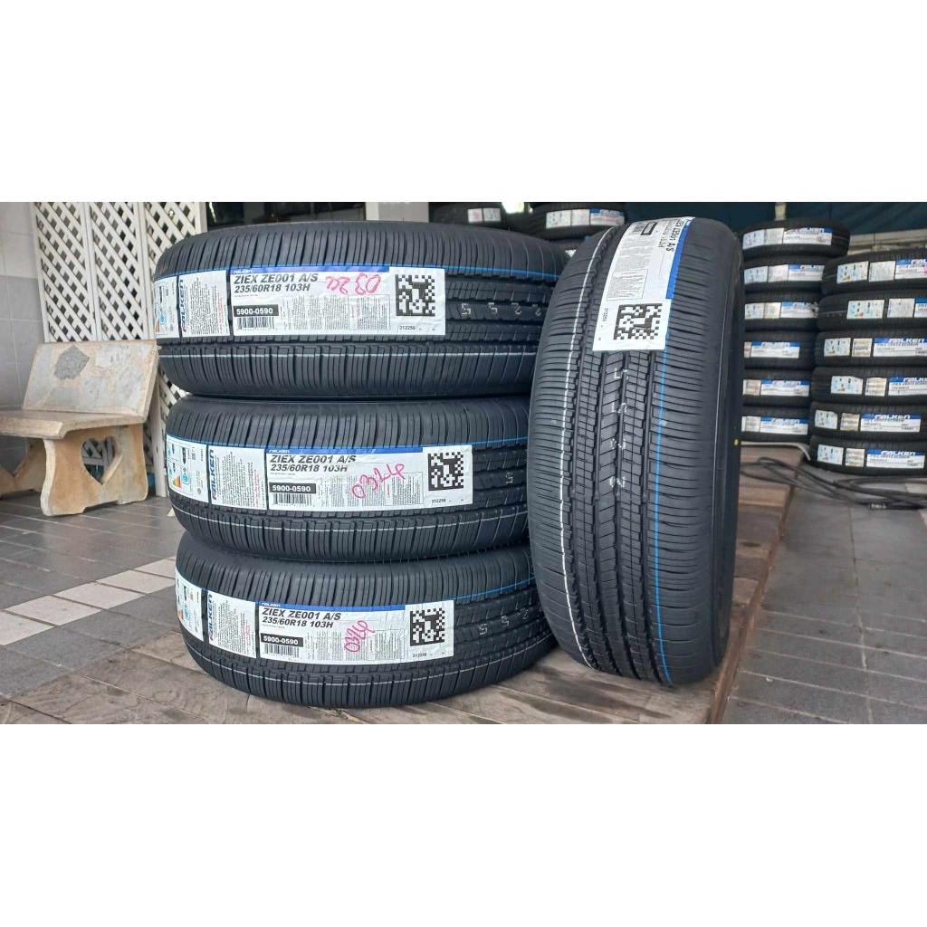 falken 235/60r18 รุ่น ziex ze001 ยางใหม่ผลิตปี2025 (รวมยาง4เส้น)แถมจุ้มลมฟรี4ตัว