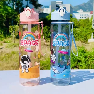 ขวดน้ําพลาสติก ความจุขนาดใหญ่ 700มล. พร้อมสายคล้องแขน และหลอด แบบพกพา ไร้ BPA🥭