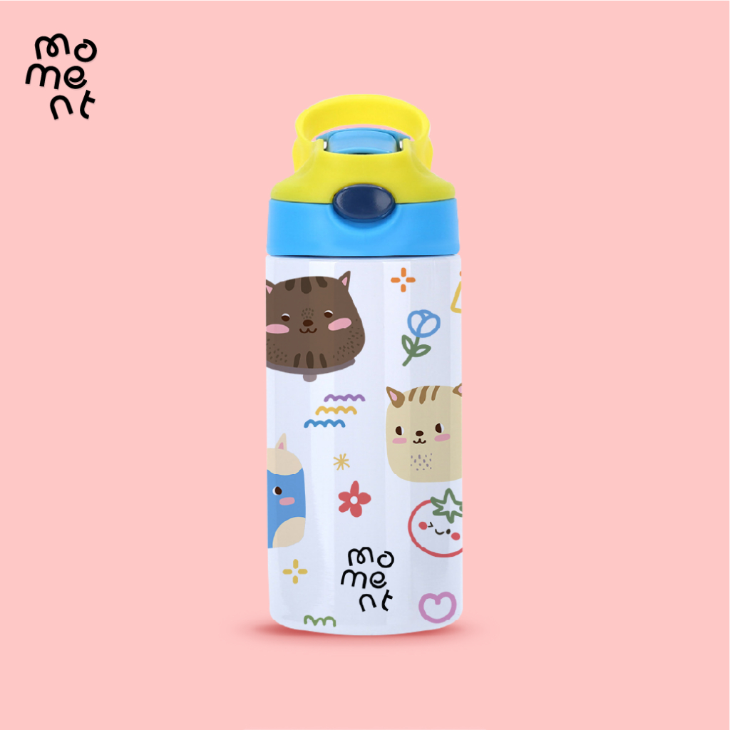 แก้วน้ำ กระบอกน้ำเด็ก 360ml สแตนเลสแท้ ฝากดหลอดเด้ง มีหูหิ้ว สำหรับเด็กอนุบาล พกพาสะดวก แบรนด์ Moment ราคา ถูกที่สุด ดีลบีเคเค แกลเลอรีภาพที่ 7