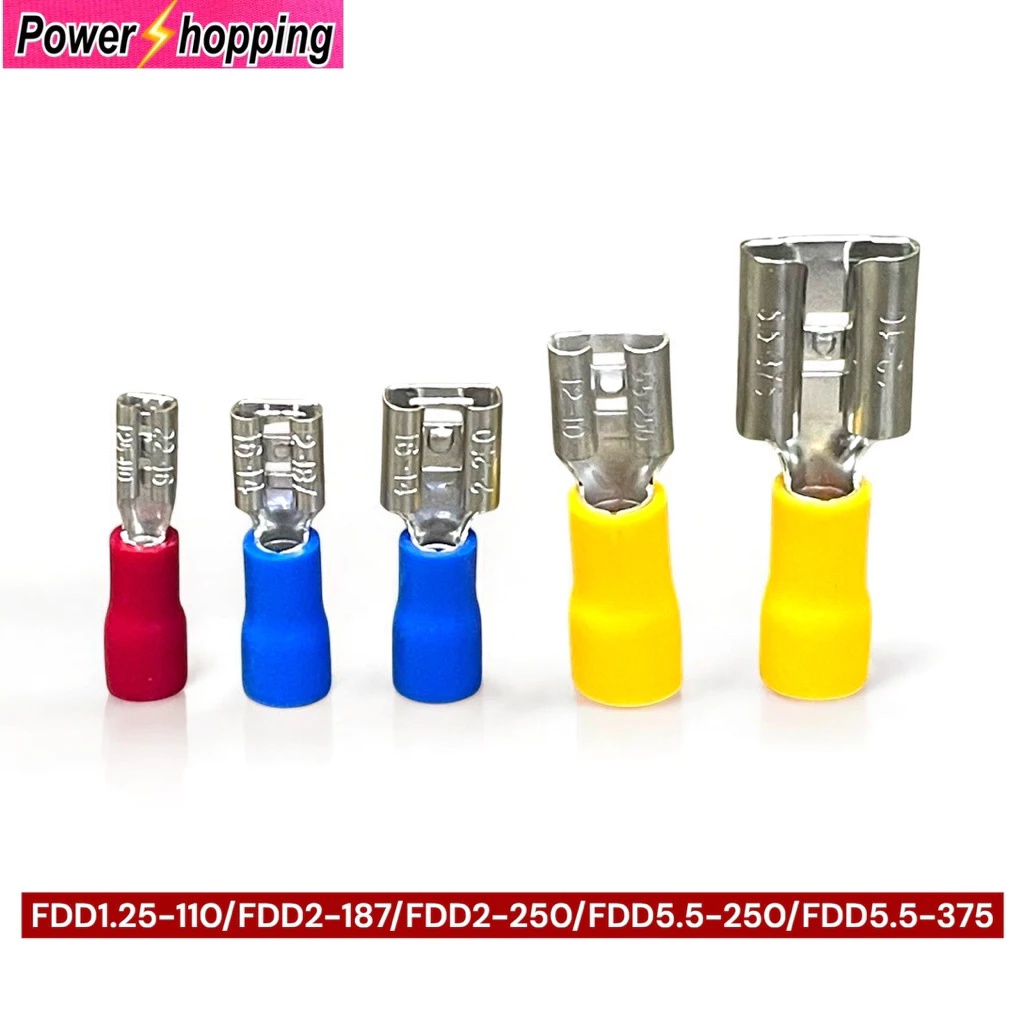 power shopping หางปลาเสียบแอร์ ตัวเมีย FDD1.25-110/FDD2-187/FDD2-250/FDD5.5-250/FDD5.5-375/ 10ชิ้น/แพ็ค