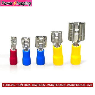 power shopping หางปลาเสียบแอร์ ตัวเมีย FDD1.25-110/FDD2-187/FDD2-250/FDD5.5-250/FDD5.5-375/ 10ชิ้น/แพ็ค