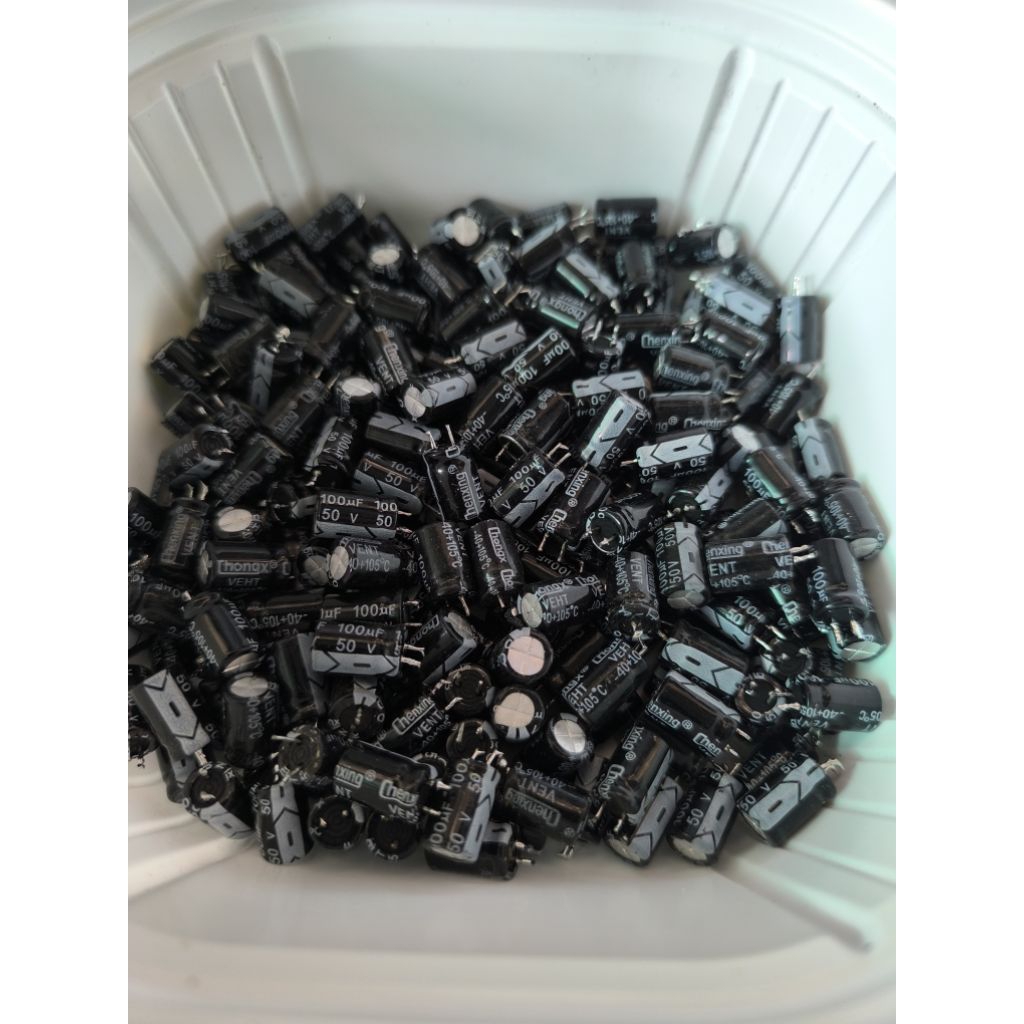 100uf 50v 300ตัว คาปาซิเตอร์ถอดจากแผงวงจร