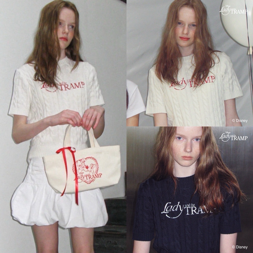 /พร้อมส่ง/ RONRON LADY AND THE TRAMP SHORT SLEEVE CABLE KNIT