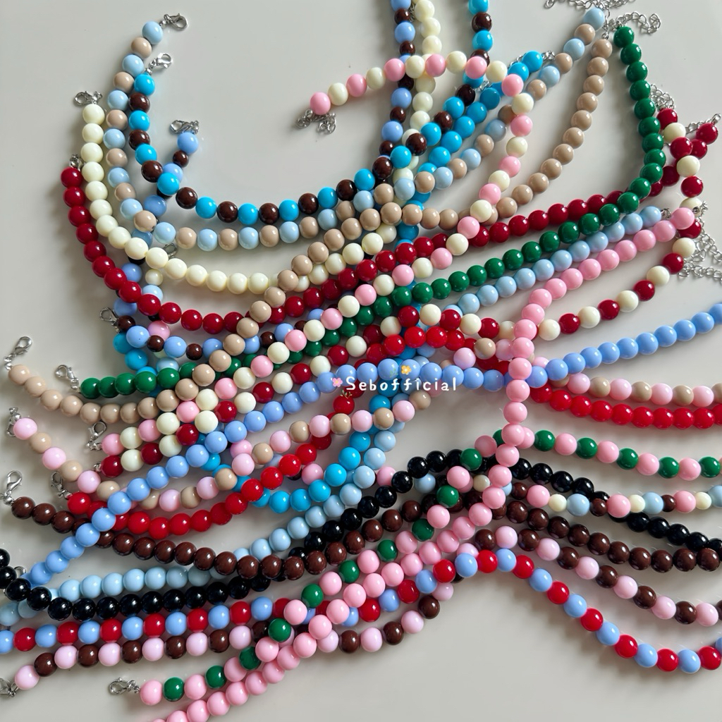 Sebofficial | Bubble Necklace (8/10mm.) ♡‧₊˚ | สร้อยคอลูกปัดอะคลิลิก สร้อยคอแฟชั่น สร้อยลูกปัดเม็ดใหญ่ รูปที่ 3