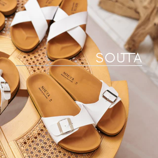 ⛄️Souta รองเท้าแตะสไตล์วินเทจ รวมรุ่นสายขาวพื้นน้ำตาล ไบเก้น⛅️ >> *ลด1ไซส์*