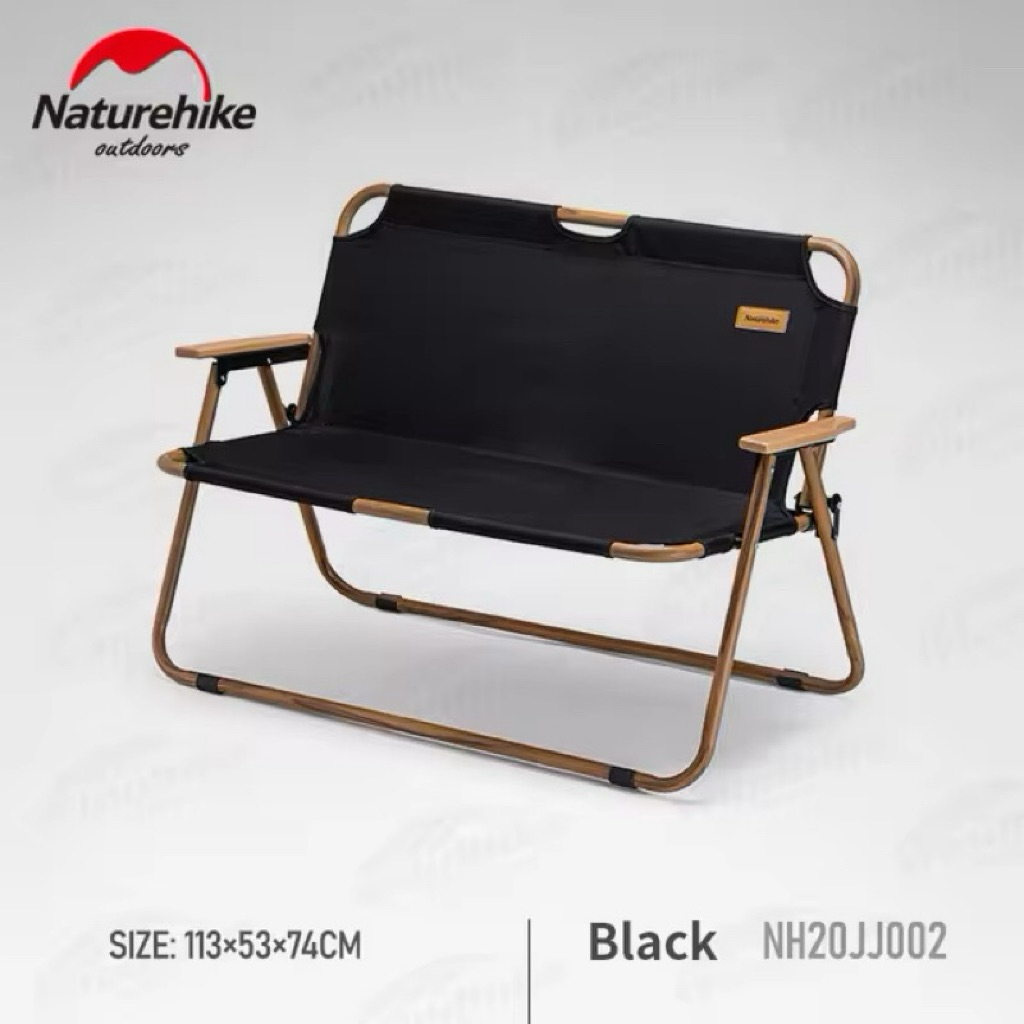 NatureHike เก้าอี้คู่ เก้าอี้โซฟา couple chair อลูมิเนียมลายไม้ รุ่น NH20JJ002 รับน้ำหนักได้ 200kg
