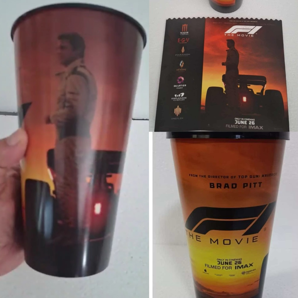 (ทักลด50%) แก้วน้ำ F1 The movie 2025 กล่องกระดาษ  F1 The movie แท้ ไม่ผ่านใช้ พร้อมฝา