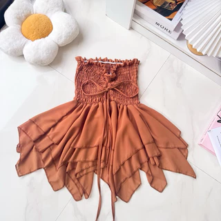เสื้อเกาะอกรูดหน้าชีฟอง ( อก32-48 ) 🎀 ทรงแมงกระพรุน