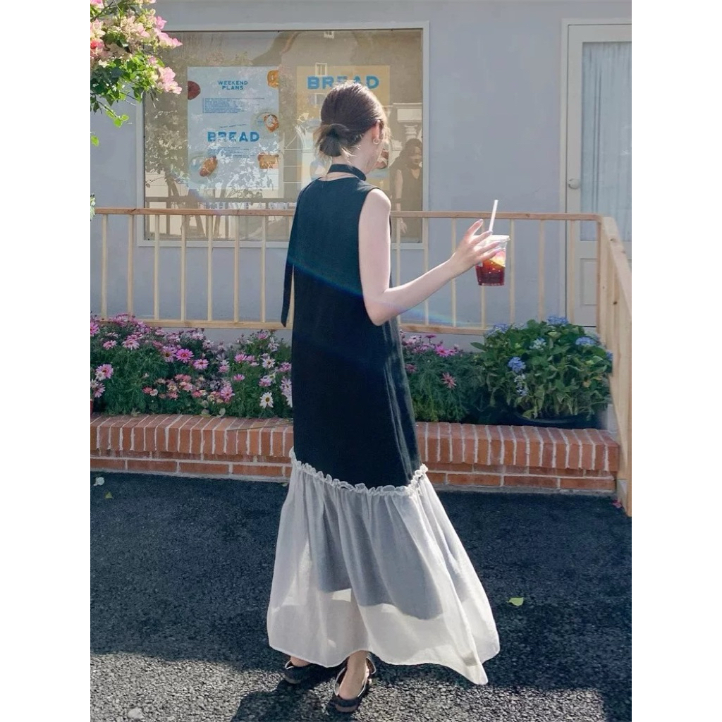 ส่งในไทย 1-2วัน FALA เดรสยาวแขนกุด แต่งระบายชาย (มีสายคล้องคอ) - รูปที่ 5