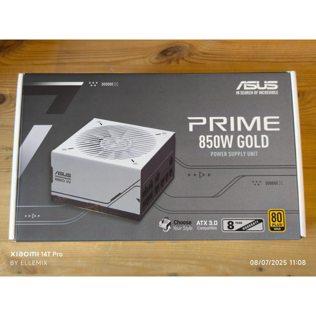 POWER SUPPLY ASUS PRIME 850W GOLD - 850W 80 PLUS GOLD WHITE-BLACK ATX (ATX3.0) เพาเวอร์ มือสอง ประกั