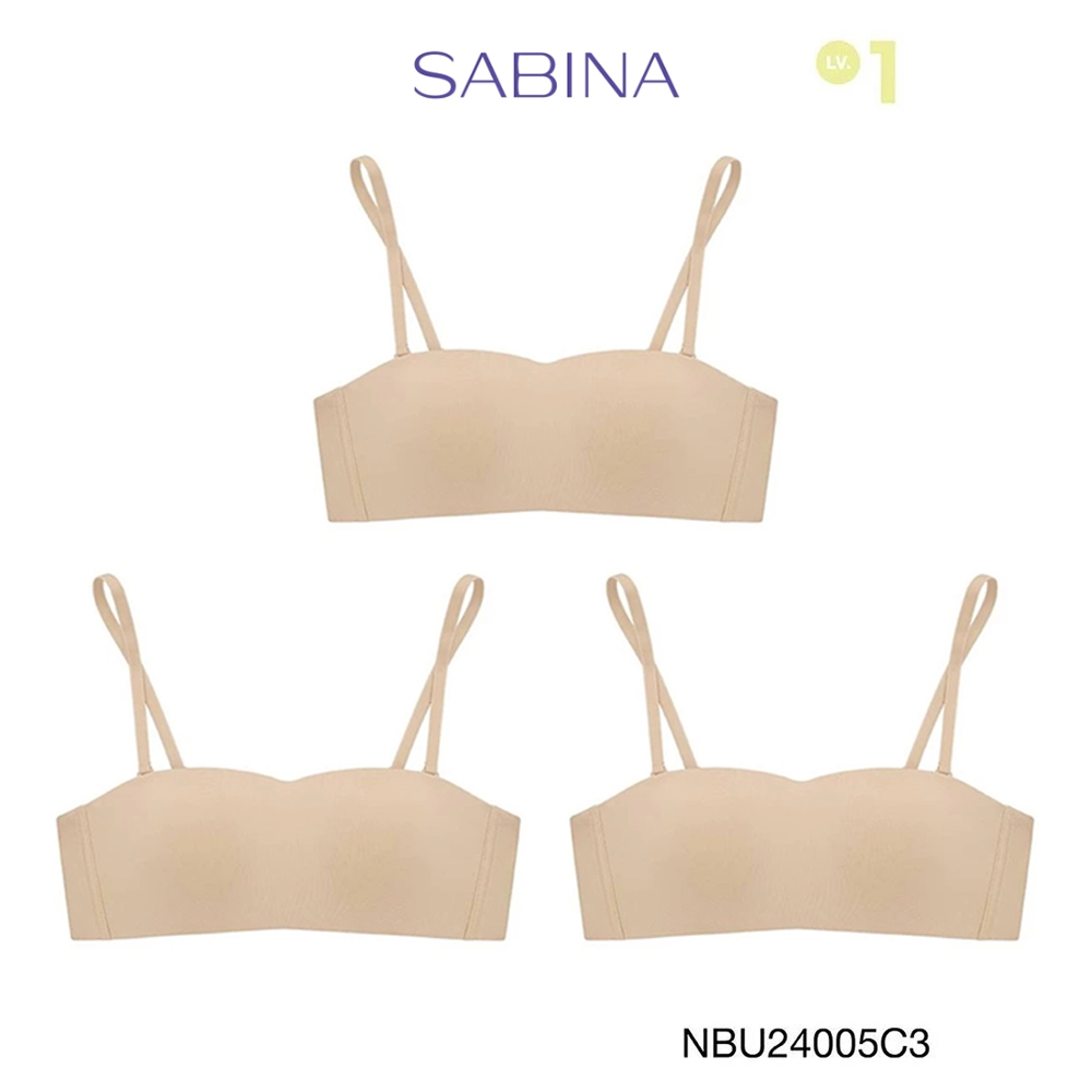[Online Exclusive] Sabina Pretty Perfect (Set 3 ชิ้น) Level 1 เสื้อชั้นใน ไร้ตะเข็บ ไร้โครง รหัส NBU24005C3 - สีเนื้อเข้