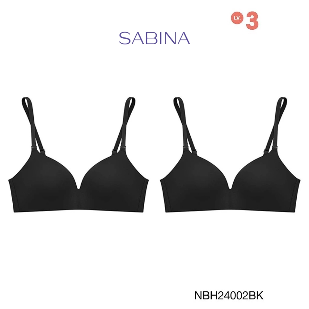 Sabina ซาบีน่า เสื้อชั้นใน (Set 2 ชิ้น)[Online Exclusive] Soft Doomm Level 3 ไร้โครง รหัส NBH24002BK - สีดำ