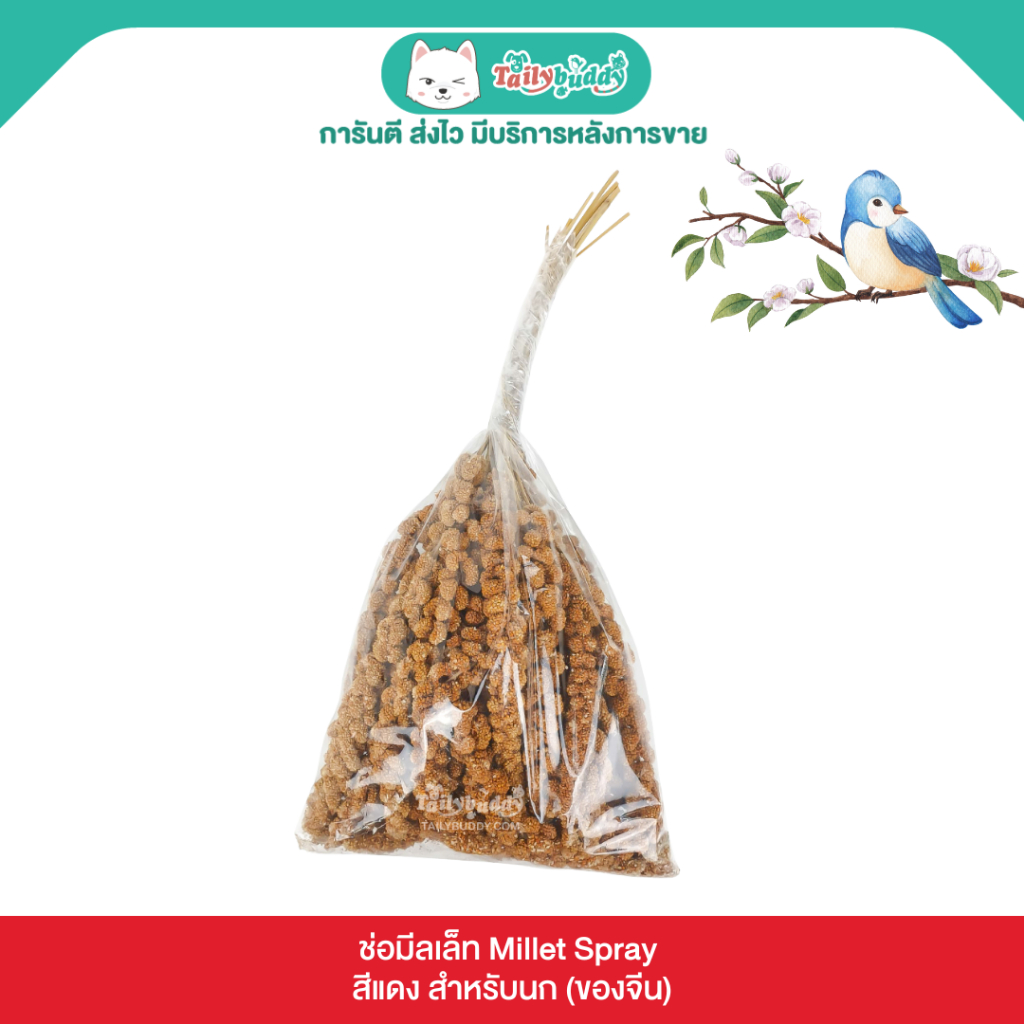 ช่อมิลเล็ท Millet Spray สีแดง สำหรับนก (จากจีน)