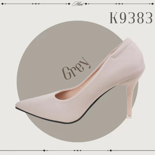 K9383 รองเท้าส้นสูง PU หนังนิ่ม ส้นแหลมสูง 3.3 นิ้ว