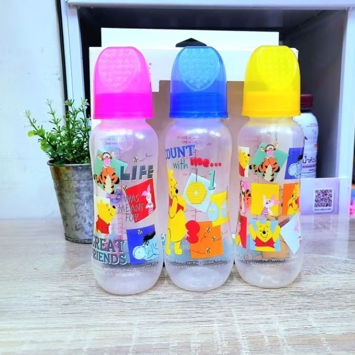 Babi Care ขวดนมคอแคบมาตรฐานลายหมีพูห์ 8oz. แพค 3ขวด (PH095)