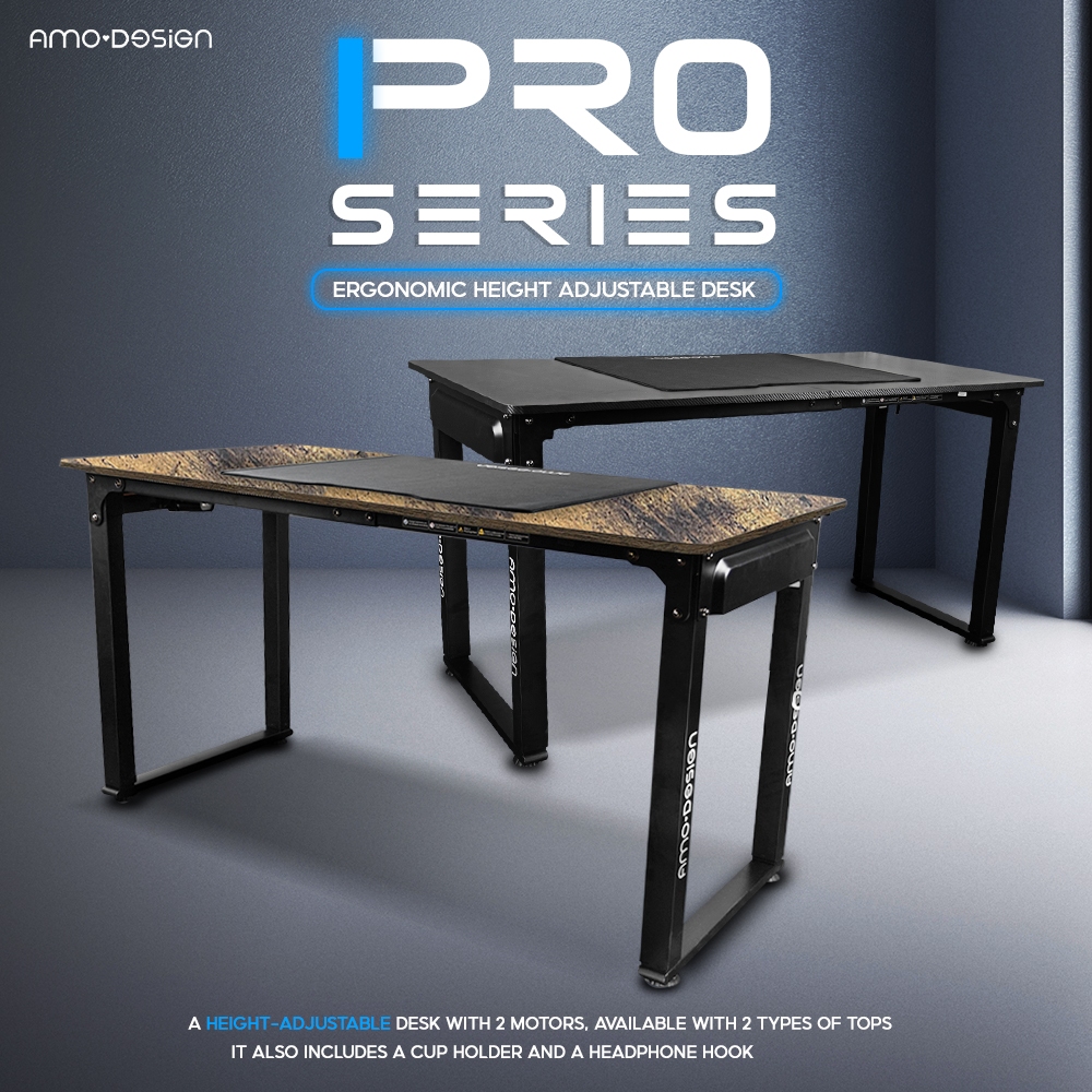 [เก็บโค้ดส่งฟรี]AMO DESIGN รุ่น Pro Series โต๊ะคอมปรับระดับไฟฟ้า 2 มอเตอร์ Electric Desk โต๊ะเกมมิ่ง