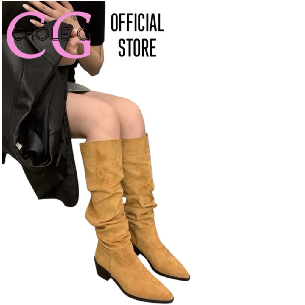 Chole G: Be Girl B Korea Boots ไซส์37-43รองเท้าบูทยาว หัวแหลม กำมะหยี่ส้นสูง 6.5cm(SH0216) - รูปที่ 2