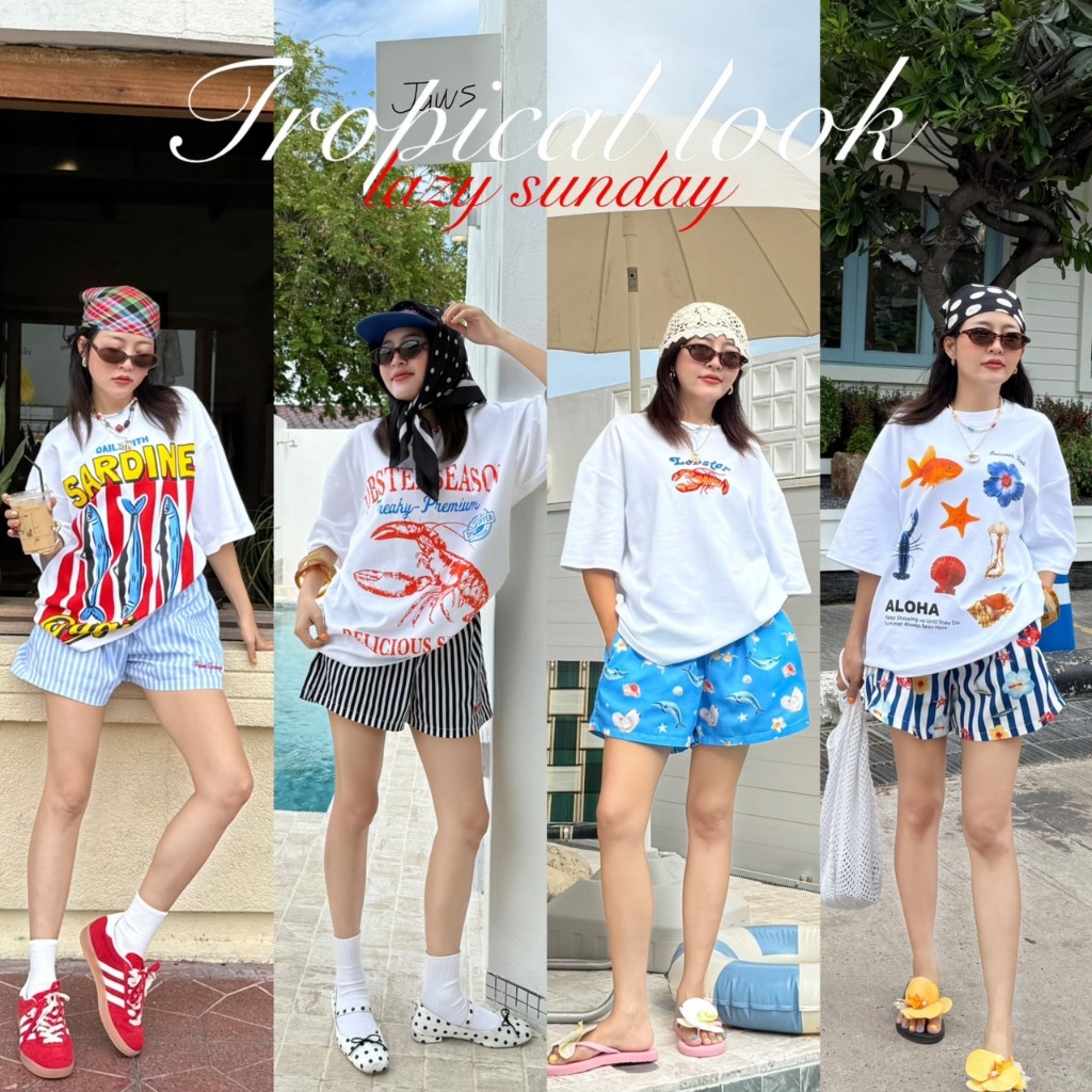 Tropical Look - OVERSIZE  ขาสั้นพิมพ์ลาย  Summer จับแมทลุคมาให้แล้วค่ะ (ขายแยกนะคะ)
