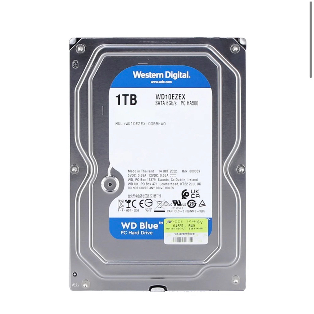 1 TB 3.5 INCH HDD ฮาร์ดดิสก์ 3.5 นิ้ว WD BLUE - 7200RPM SATA3 (WD10EZEX)