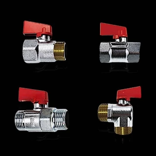 สต๊อปวาล์ว 2 ทาง มินิบอลวาล์ว ขนาด 4 หุน (1/2") mini ball valve ทองเหลือง แข็งแรง ทนทาน